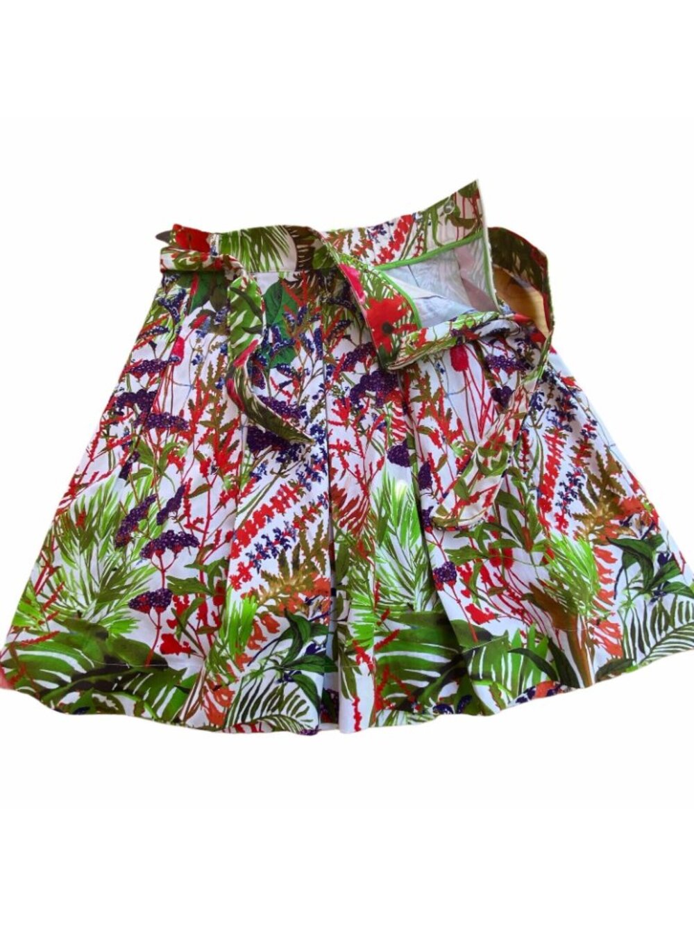 NWOT Petite Medium Soft Surroundings A-line Pleated Cotton Floral Skirt Stretch - Picture 7 of 12